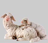 Schaf liegend mit Lamm